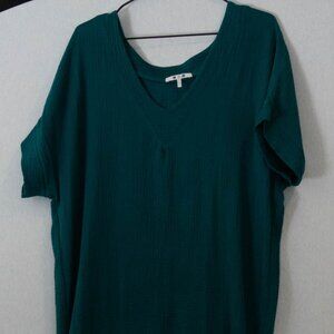 Three Dots Women's Grey Gauze Sz M Classic Beach 100% Cotton Cover-Up